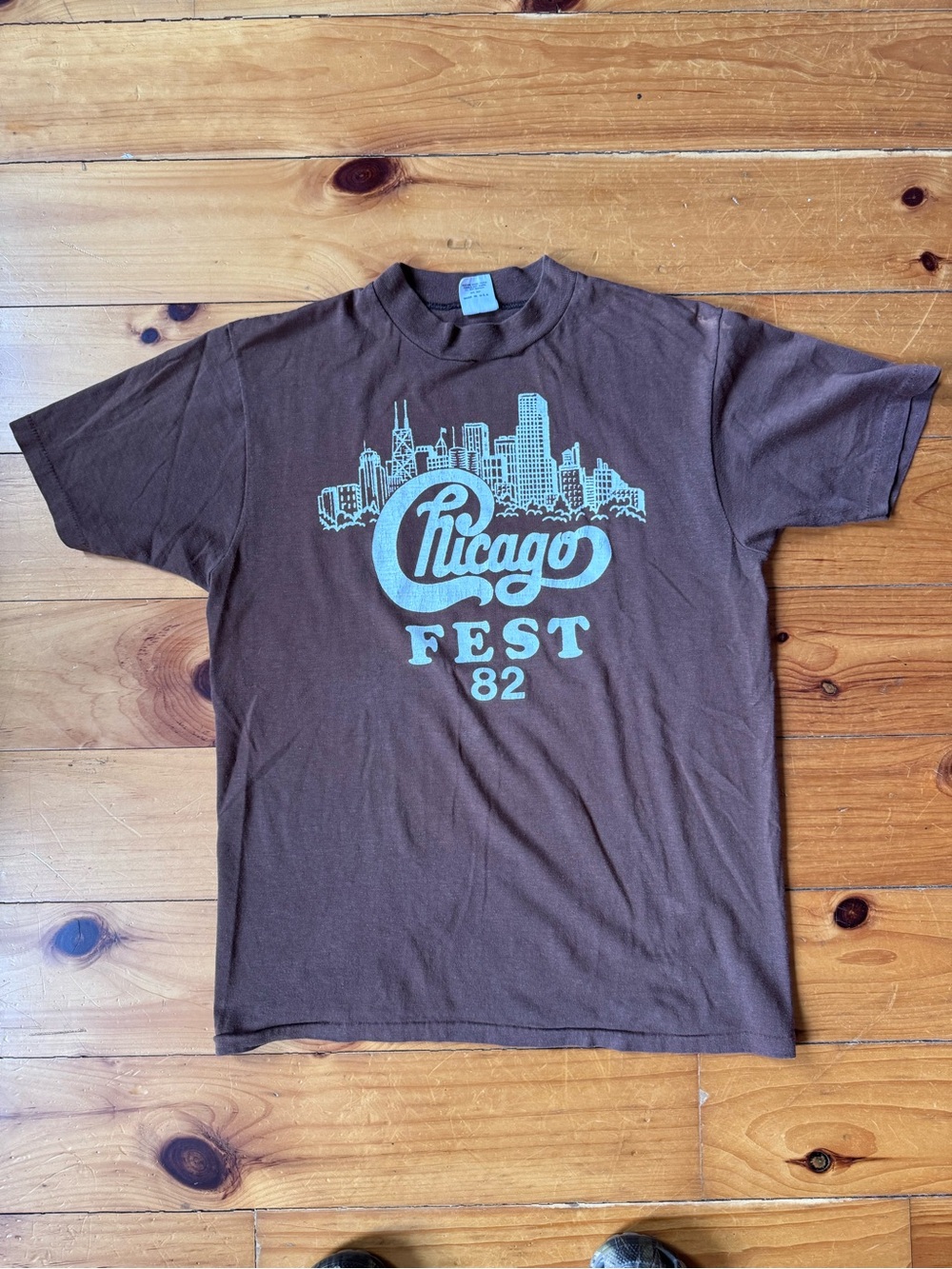 Vintage 1982 Chicago Brown Tee Large